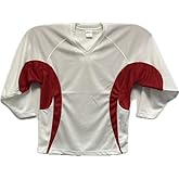 Generic Men's Goalie Cut Hockey Practice Jersey-Solid and Mixed Colors Screen Print and Heat Press Friendly White/Red