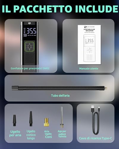 SERVOMASTER Portable Air Compressor, Portable Electric Inflator with Pressure Gauge, Electric Pump is Suitable for Car, Motorcycle, Bicycle, Ball