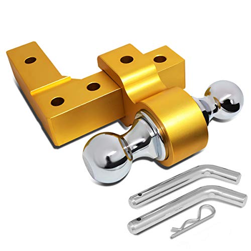 DNA Motoring HITCH-ALU-001-GD Aluminum 6" Drop Adjustable Dual Ball Trailer Tow…