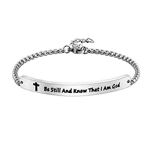 Scripture Bracelet Religious Stainless Steel ID Bracelet Christian Gift for Women