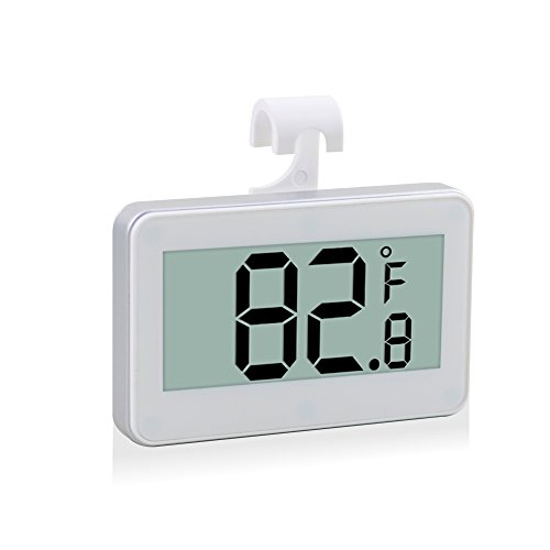 Maison-Market Digital Refrigerator Freezer Room Thermometer Max/Min Record Function with Large LCD Display, Magnet Back and Stand Hook, Perfect for Kitchen, Cafe, Home, Restaurant, White