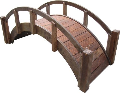 SamsGazebos Miniature Japanese Treated Wood Garden Bridge, 29-Inch, Brown