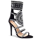 Herstyle Women's Fashion Crowd- Stiletto Heel, Jeweled Embellishment Black 8