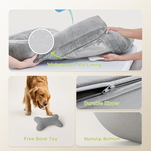 CWAWZ Cama XXL para Perros Extra Grandes, Cama ortopédica Gigante para Perros con Espuma viscoelástica con Gel refrescante, Cama Impermeable para Perros con Funda extraíble y Lavable, sofá Cama para