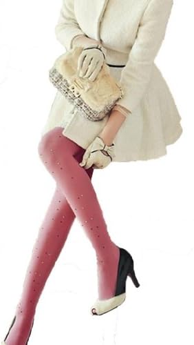 Meriling Women's Bling-rhinestone Velvet Panty hose Rusty Red