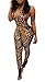Farktop Women's Sleeveless See Through Cocktail Club Bodysuit Gold Sequin Plunging V Jumpsuit Playsuit Romper
