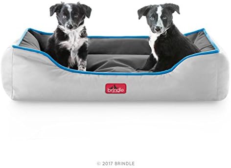 BRINDLE Waterproof Bolster Dog Bed with Reversible Color Design - Durable Indoor or Outdoor Pet Bed - Machine Washable - Soft Fiber Filled - Medium - Smoke Blue