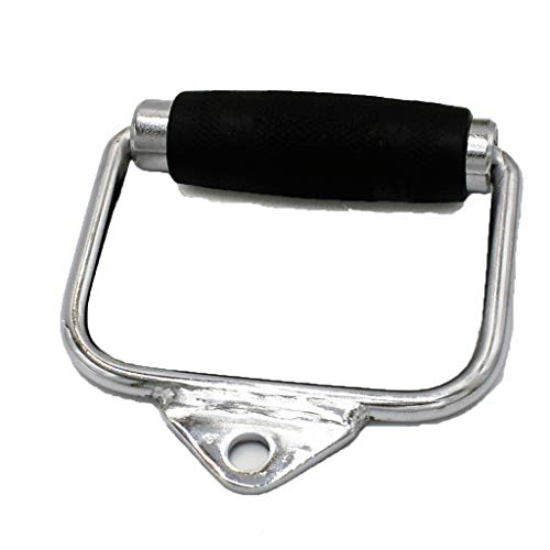 Yuhqc Single D-Handle Single Chrome Handle Cable Attachment with Handgrips (Rubber Handgrips)