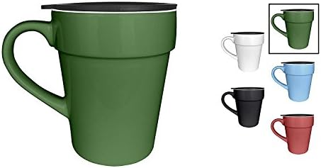 Set of 2 Ceramic Coffee Cup with Handle by Avito - 9 oz - Green - Microwave Safe - BPA Free - Best Value