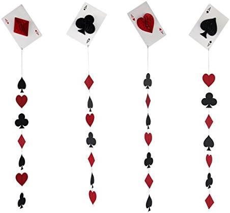 VNFEI Tissue Paper Pom,Casino String Decoration Party Night Playing Card Paper Garland Backdrop Decor,total 4 packs