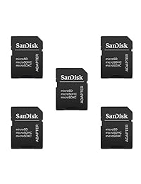 5 Pack   Tarjetas de memoria microSDHC SanDisk microSD a SD adaptador SDHC. Funciona con capacidad de hasta 32 GB (Bulk Packaged).