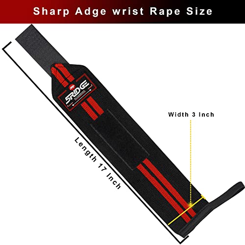 5RIDGE Weight lifting Wrist Wraps - Professional Grade with Thumb Loops. Wrist Supports Braces for Men & Women Strength Training gym fitness fist straps Sold as Pair One Size Fits All