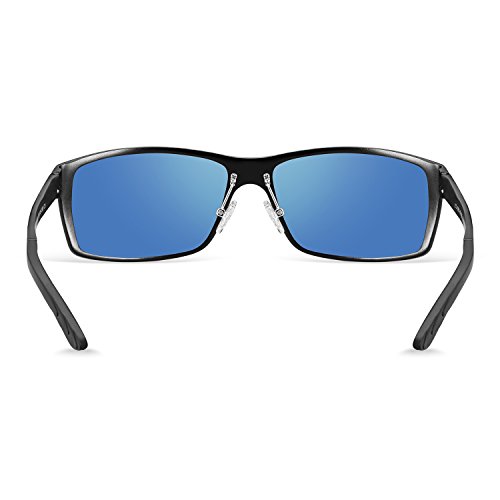 Polarized Mirrored Sunglasses For Men UV400 Metal Men's Fashion Retro Wayfarer Driving Blue Lens Sunglasses - Thumbnail 3