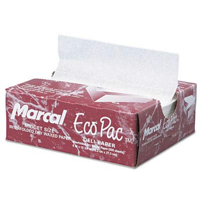 Marcal 5290 Eco-Pac Interfolded Dry Wax Paper, 6 x 10 3/4, White, 500 per Pack (Case of 12 Packs)