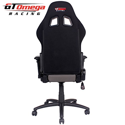 GT-Omega-Pro-Racing-Sedia-da-ufficio-in-tessuto-colore-grigio-e-nero