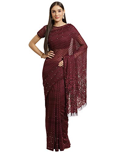 AKHILAM Women's Solid Net(Super Net) Saree with Unstitched Blouse Piece(LCAFR10_Parent)