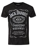 Jack Daniels T Shirt Classic Logo Acid Washed Official Mens Black