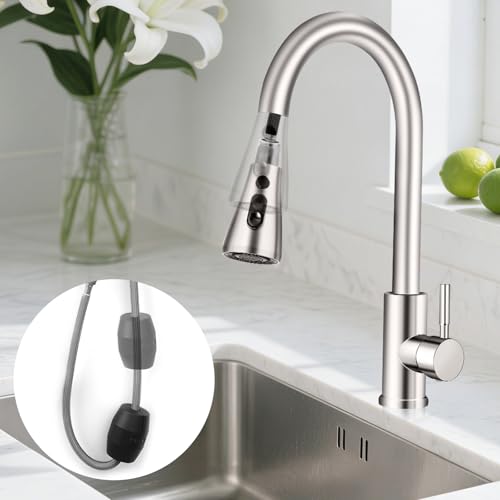Kitchen Sink Tap with 3 Modes, Kitchen Mixer Tap with Pull-Out Shower, 50 cm, 360° Swivel Spout, SUS 304 Kitchen Tap, Kitchen Taps with G3/8 Inch Connection