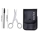 Kovira Eyebrow Scissors and Eye Brow Spoolie Brush for Shaping and Trimming Eyebrows - 3.5 Inch/8.9cm Scissor Overall Length - Japanese Stainless Steel Sharp Blades - Brush for Eyelash Extension