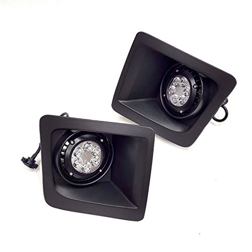 LEDIN For 2014-2015 GMC Sierra with Built-in LED Front Bumper Clear Fog Driving Lights Bezel Pair
