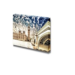 Beautiful Scenery Landscape Big Ben and Palace of Westminster with Bridge and Thames London - Canvas Art Wall Art - 12" x 18"