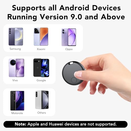 Smart Tracker Tag Android, Bluetooth Key Finder Compatible with Google Find Hub (Android Only), Air Tracker Tag Keyring for Suitcase, Keys, Luggage (Pack of 4)