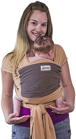 Maman Kangourou Amerigo Stretchy Wrap Organic Cotton Baby Carrier, Choco Caramel