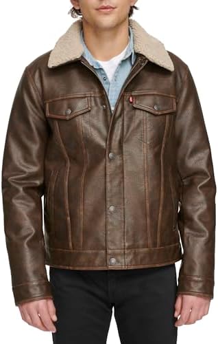 Amazon.com: Levi's Men's Faux Leather Hooded Trucker Jacket with