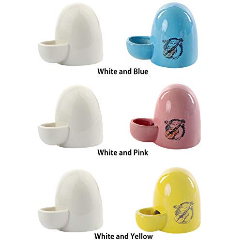 Creation Core 2 Pack Automatic Water Feeder Drinking Water Feeder Ceramics Slient Pet Water Feeder for Hedgehog Bird Hamster and Small Animal(Yellow and White)