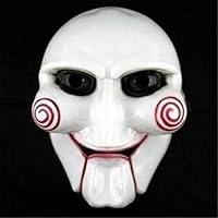 PCEPEIVK Masquerade Mask Horror Halloween Carnival Party Cosplay Billy Jigsaw Electric Saw Puppet Mask Masquerade Costume Prop White