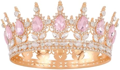Amazon.com: JWICOS Gold Crystal Queen Crown for Wedding Bridal
