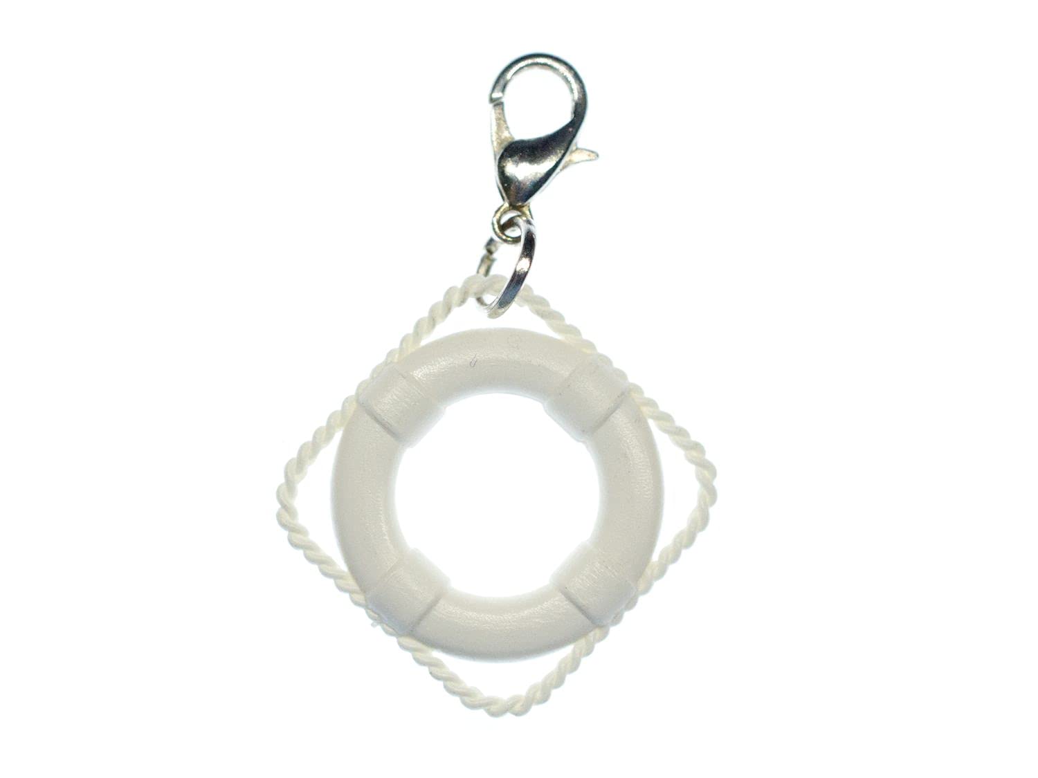 Livesaver Life Buoy Maritimee Charm Pendant Hip Sailing Boat Plastic White