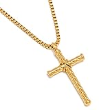 Sunflower Jewellery Big Cross Necklace Stainless Steel Pendant Necklace For Men, Boy(18K Gold; 24 inches chain)