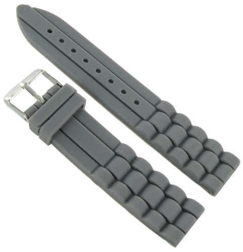 18mm Trendy Grey Rubber Silicone Waterproof Watch Band Strap