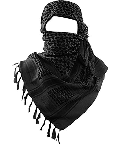 MAGNIVIT 100% Cotton Keffiyeh Tactical Desert Scarf Wrap Shemagh Head Neck Arab Scarf Black (Best Paintball Gun Under 400)