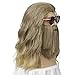 QACCF Long Curly Golden Brown Wig and Mustache Costume Halloween Mens Wig