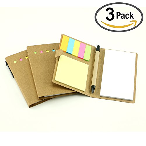 Multi-function Sticky Notes, Self-stick Notes Sets, Portable Paper Notebook Personalized Notepads 3 Pack with 3 Pen by Kercan - Thumbnail 6