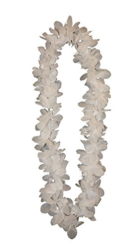 Non-Branded Tropical White Hawaiian Lei Polynesian Faux Flower Necklace
