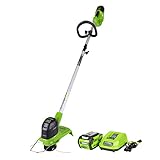 Greenworks 12-Inch 40V G-MAX Cordless String Trimmer, 4Ah Battery and Charger Included ST40B410