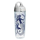 Tervis 1210949 Mermaid Collage Wrap Water Bottle with Grey Water Bath Lid, 24 oz, Clear