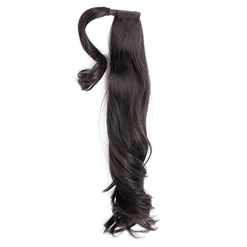 Ty.Hermenlisa 18″ Wrap Around Natural Wave Synthetic Ponytail Hair Extensions Wigs Beauty Accessory, 1 Piece, 63g, Chocolate