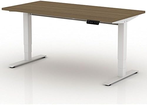 EZ Lift Sit-to-Stand Height Adjustable Desk - 72"W Dimensions: 72"W x 30"D x 22-46.7"H Weight: 124 lbs Walnut Laminate Top/White Steel Base