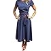 GONKOMA Women Casual A-Line Polka Dot Dress Short Sleeve O-Neck Dress with Belt