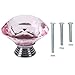 YUYIKES 40mm Diamond Shape Crystal Glass Cabinet Knobs Pink 12 Pack for Drawer Chest Bin Dresser Cupboard