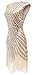 eforpretty Womens 1920s Diamond Sequined Embellished Fringed Flapper Dress(Large),Beige