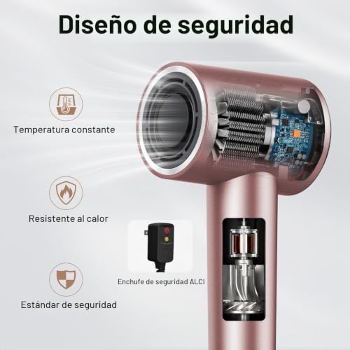 Professional Hair Dryer, High Speed, 160000 RPM, Quick Drying, 500 M Ions, Temperature Control, with Magnetic Diffuser Nozzle, 4 Temperatures, 2 Speed, for All Hair Types