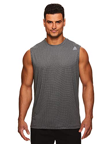 Reebok Men's Muscle Tank Top - Sleeveless Workout & Training Activewear Gym Shirt - Power Muscle Charcoal Heather Grey, Large