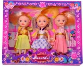 WP Toys Pack of 3 4 Mini Doll with Colorful Clothes Costume