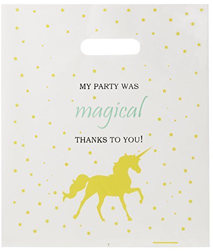 Lifetime Inc Party Favor Goodie Bags Theme Birthday Supplies Plastic with Handle (Unicorn)