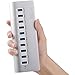 Coocheer 10 Ports USB 3.0 Aluminum Hub with Surge Protector 3 USB Charging Ports 3.3ft USB 3.0 Cable and 12V 4A Adapter